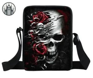 Sacoche Gothique Cartoon Girl: Style Macabre & Fermeture à Glissière