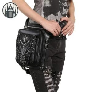 Sacoche Gothique Cuir Synthétique Rivets — Univers Gothique