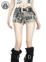 Short Gothique Punk Rétro En Polyester Imprimé Y2k - Tailles Variées - Livraison Gratuite