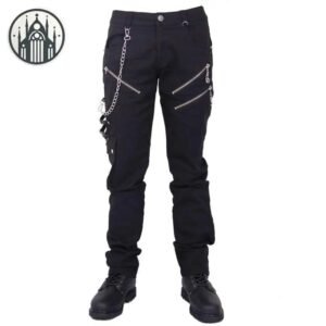 Pantalon Gothique Chaîne Zipper Coton — Univers Gothique