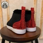 Sneakers Gothiques Cuir Rouge Noir — Univers Gothique (vue 4)