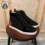 Sneakers Gothiques Cuir Rouge Noir — Univers Gothique (vue 2)