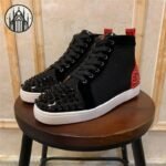 Sneakers Gothiques Cuir Rouge Noir — Univers Gothique (vue 3)