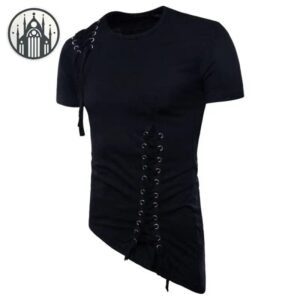 T-shirt Gothique Asymétrique Œillets — Univers Gothique