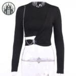 T-shirt Gothique Court à Manches Doux - Livraison Offerte
