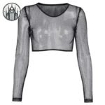 T-shirt Gothique Résille Spandex Coton — Univers Gothique