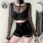 T-shirt Gothique Résille Spandex Coton — Univers Gothique (vue 2)