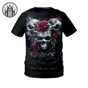 T-shirt Gothique Rose Rouge Imprimé — Univers Gothique