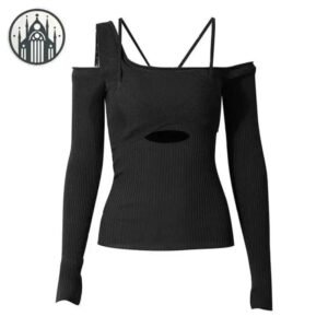 T-shirt Gothique Noir Épaule Dénudée — Univers Gothique