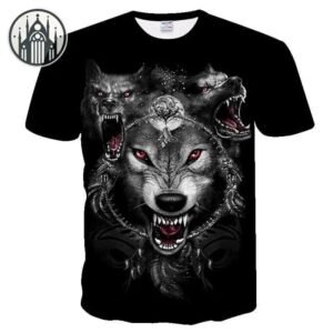 T-shirt Gothique Imprimé Loup 3D — Univers Gothique