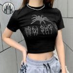 T-shirt Gothique Spider Heart - Noir Rouge Bleu