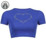 T-shirt Gothique Spider Heart - Noir Rouge Bleu - Bleu / s