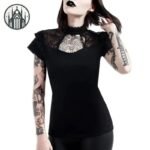 Haut Gothique Dentelle Noire Coton — Univers Gothique (vue 2)