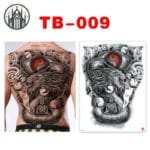 Tatouages Gothiques éphémères: Dos Complet Mystérieux - 09