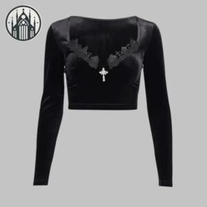Haut Gothique Velours Manches Longues — Univers Gothique