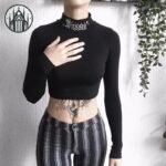 Haut Gothique Épaule Dénudée Spandex — Univers Gothique (vue 2)