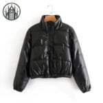 Veste élégante En Cuir Végan Pour L’hiver - Noir / s