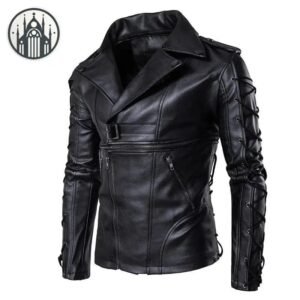 Veste Gothique Cuir Col Rabattu — Univers Gothique