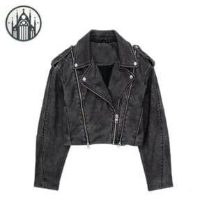 Veste Gothique Biker En Cuir Vieilli - Livraison Offerte! 3 Veste Gothique Biker En Cuir Vieilli - Livraison Offerte! - Xs