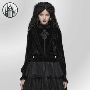 Veste Gothique Dentelle Velours Victorienne — Univers Gothique