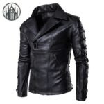 Veste Gothique Cuir Militaire Lacets — Univers Gothique