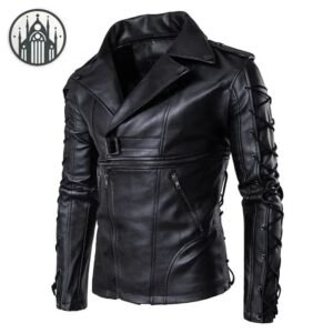 Veste Gothique Cuir Militaire Lacets — Univers Gothique