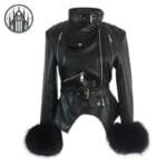 Veste Gothique Femme Avec Fourrure Aux Manches - s