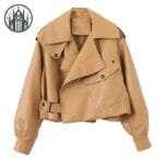 Veste Gothique Femme En Simili Cuir Résistant – Guide Des Tailles - Beige / s