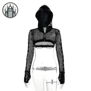 Veste Gothique Capuche Étoile Polyester — Univers Gothique
