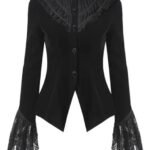 Veste Gothique Velours Rivet Noire