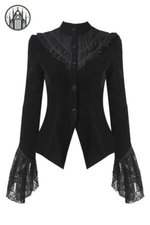Veste Gothique Velours Rivet Noire — Univers Gothique