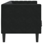 Canapé Chesterfield velours noir 3 places – Capitonné, clous décoratifs, traversins
