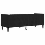 Canapé Chesterfield velours noir 3 places – Capitonné, clous décoratifs, traversins