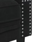 Canapé Chesterfield velours noir 3 places – Capitonné, clous décoratifs, traversins